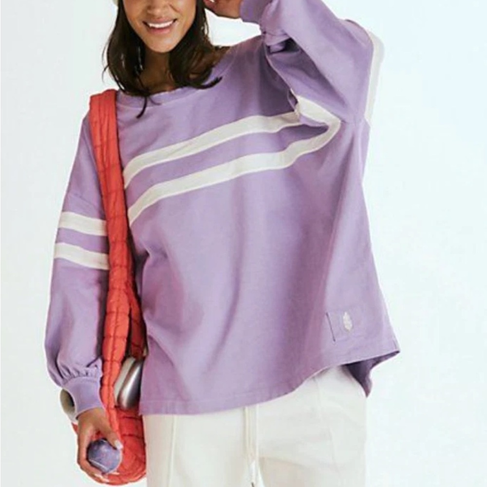 NEW FREE PEOPLE | FP Movement‎ Post Up Lilac Layer Oversized Shirt S/P